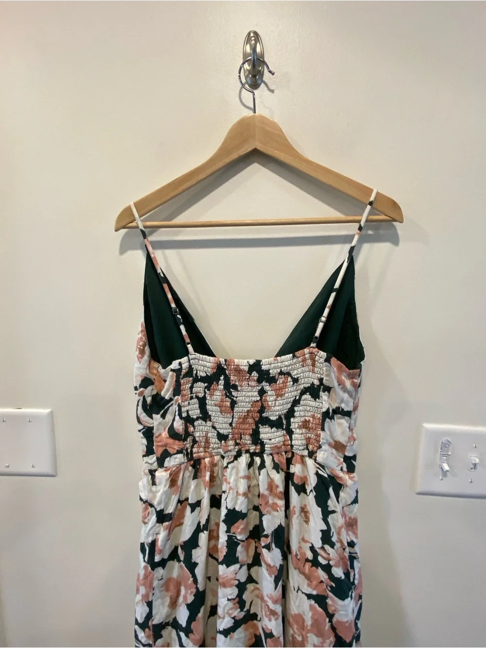 Abercrombie & Fitch button through smocked maxi dress floral size large tall